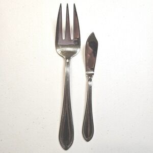 Reed & Barton Whitley Stainless‎ Serving Fork Knife 2 PC